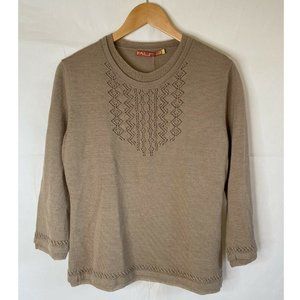 Kuna Peruvian Baby Alpaca Luxury Sweater Size 1 US Small S MSRP $300 Beige